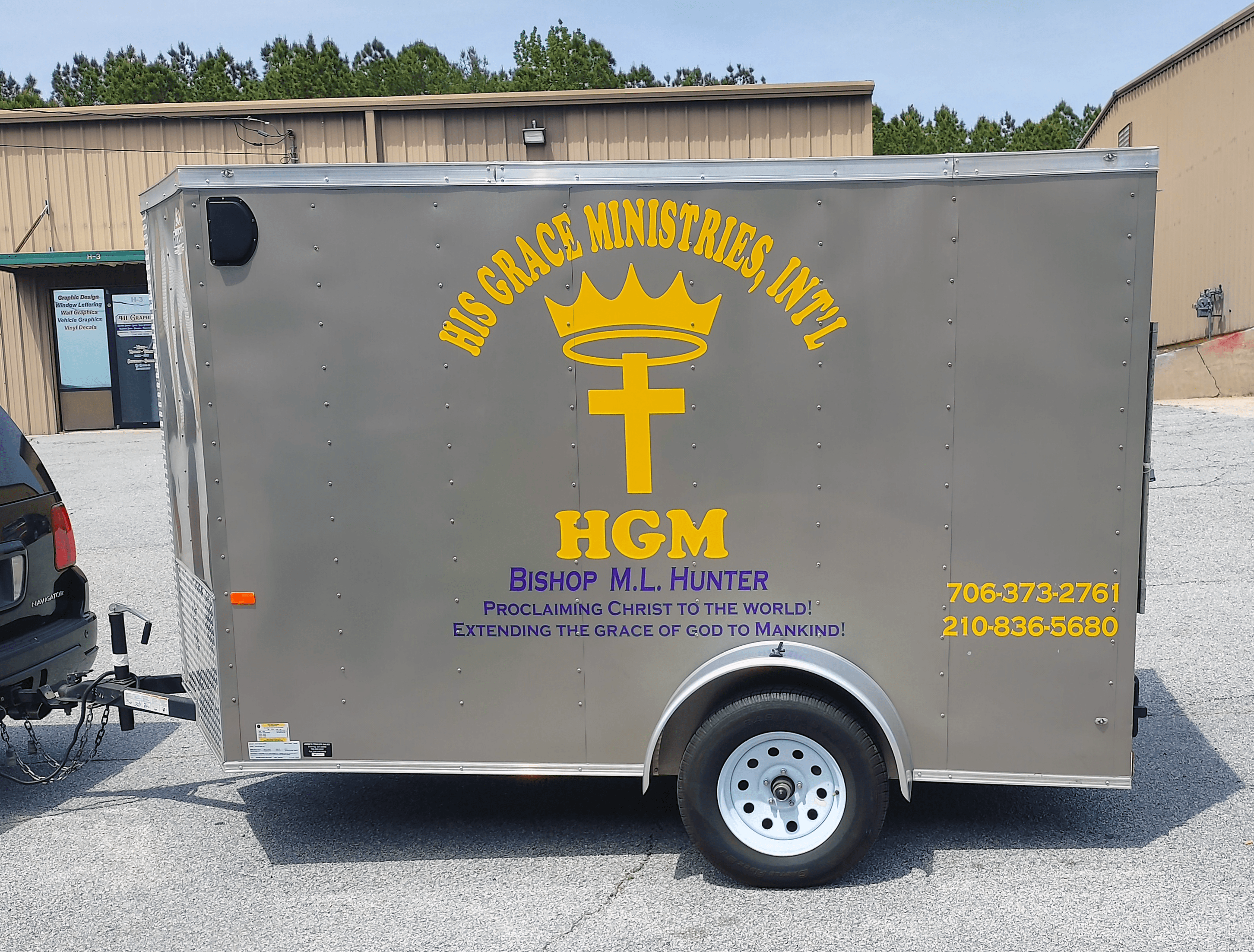 His Grace Ministries Augusta Trailer Vinyl Lettering After Drivers