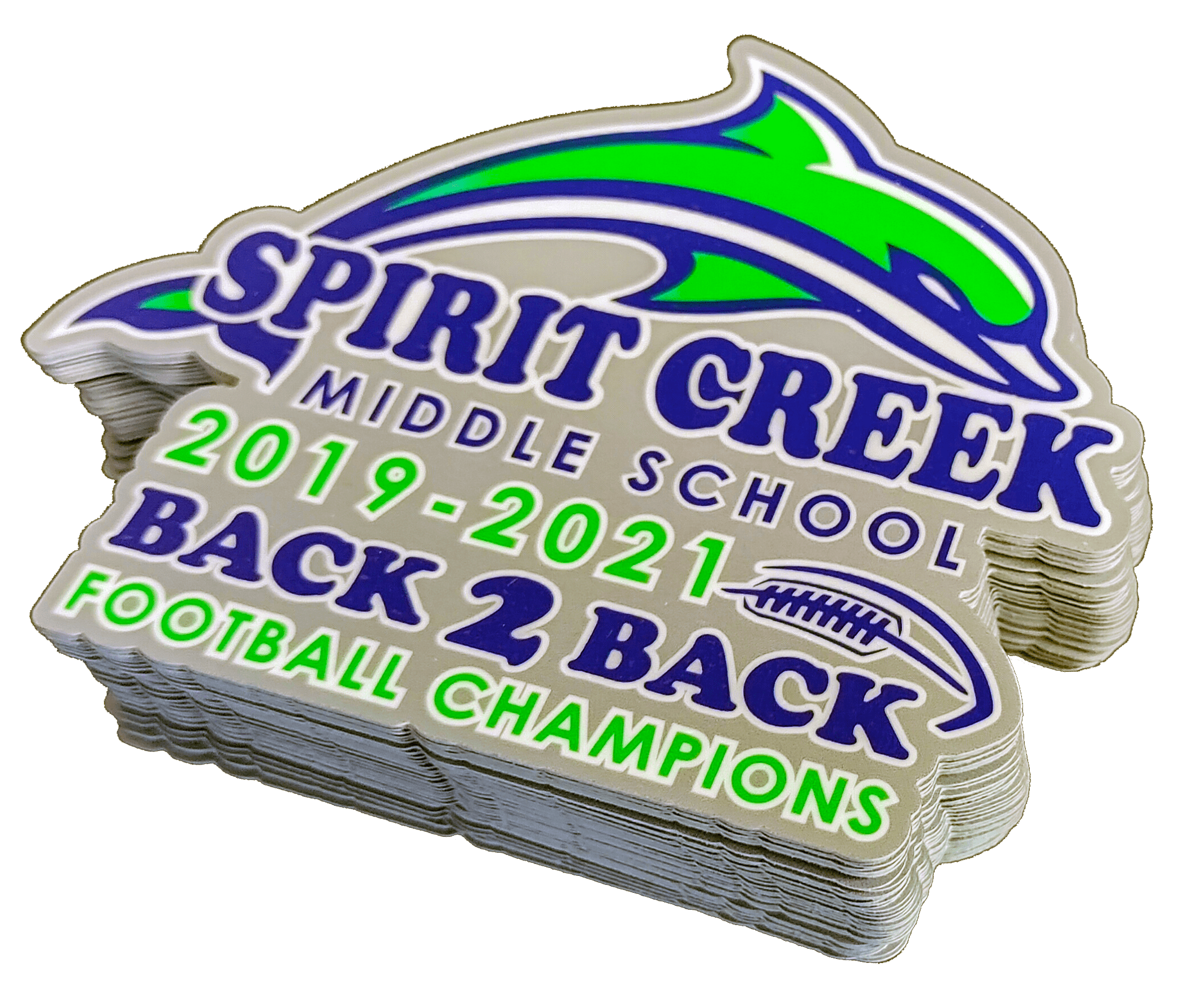 Spirit Creek Middle School Football Champs Die cut Printed Stickers